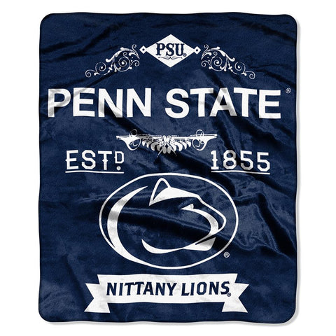 Penn State Nittany Lions NCAA Royal Plush Raschel Blanket (Label Series) (50x60)