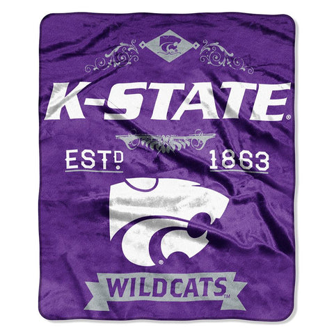 Kansas State Wildcats NCAA Royal Plush Raschel Blanket (Label Series) (50x60)