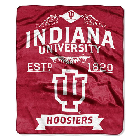 Indiana Hoosiers NCAA Royal Plush Raschel Blanket (Label Series) (50x60)