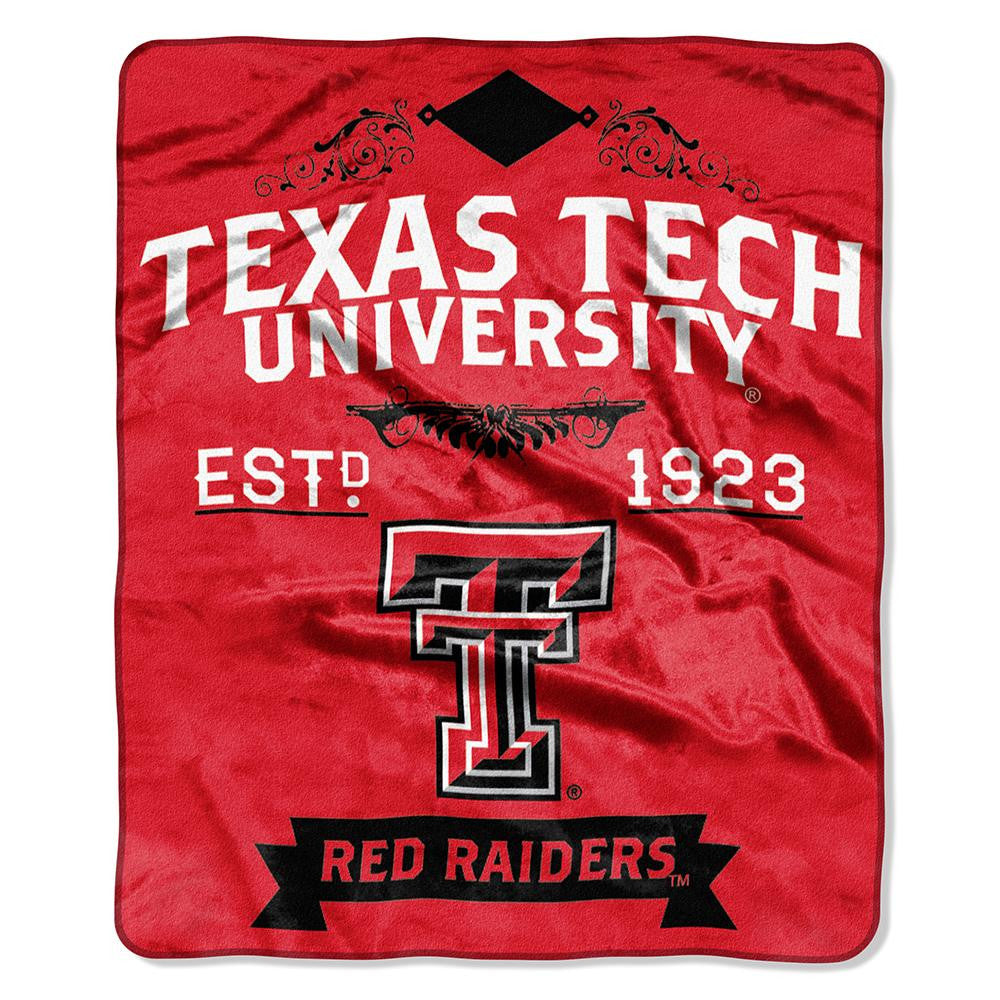 Texas Tech Red Raiders NCAA Royal Plush Raschel Blanket (Label Series) (50x60)