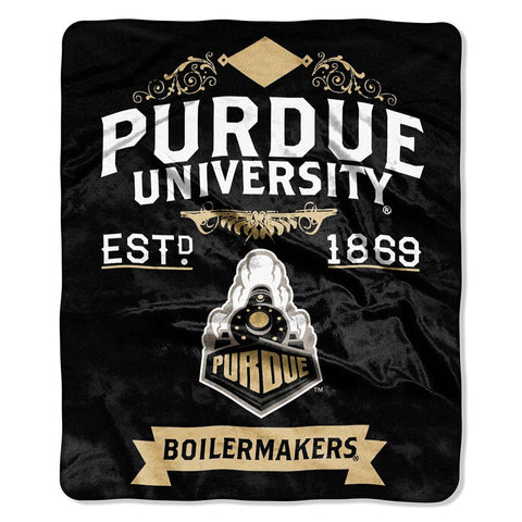 Purdue Boilermakers NCAA Royal Plush Raschel Blanket (Label Series) (50x60)