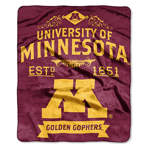 Minnesota Golden Gophers NCAA Royal Plush Raschel Blanket (Label Series) (50x60)