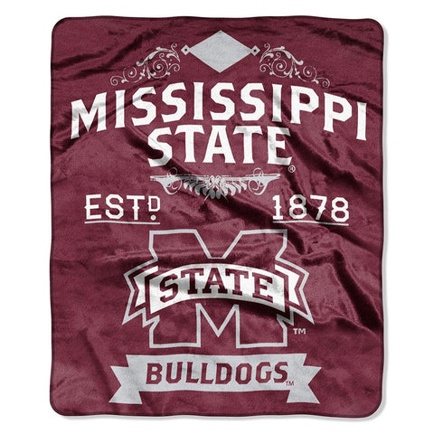 Mississippi State Bulldogs NCAA Royal Plush Raschel Blanket (Label Series) (50x60)