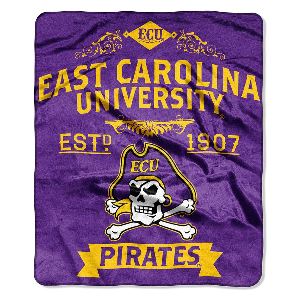 East Carolina Pirates NCAA Royal Plush Raschel Blanket (Label Series) (50x60)