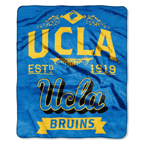 UCLA Bruins NCAA Royal Plush Raschel Blanket (Label Series) (50x60)