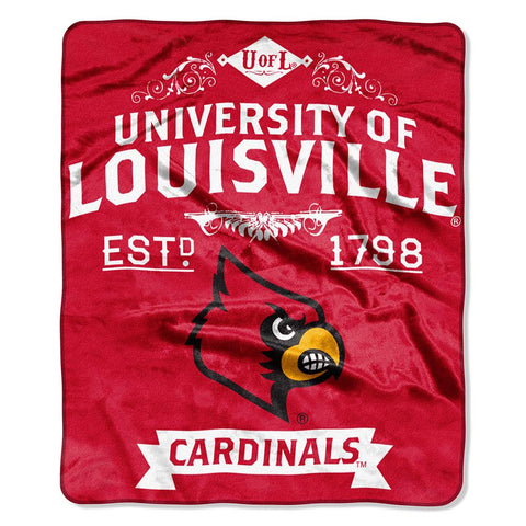 Louisville Cardinals NCAA Royal Plush Raschel Blanket (Label Series) (50x60)