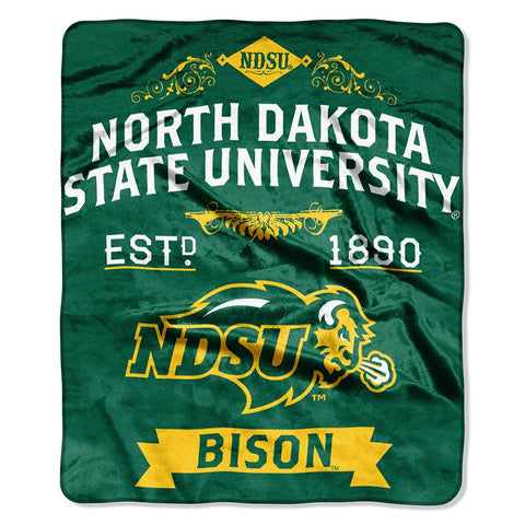 North Dakota State Bison NCAA Royal Plush Raschel Blanket (Label Series) (50x60)