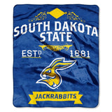 South Dakota State Jackrabbits NCAA Royal Plush Raschel Blanket (Label Series) (50x60)