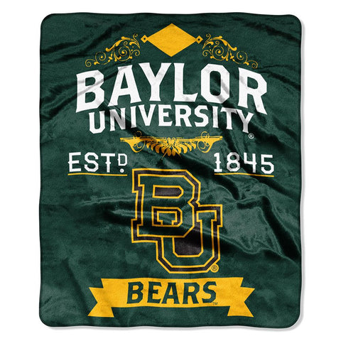 Baylor Bears NCAA Royal Plush Raschel Blanket (Label Series) (50x60)
