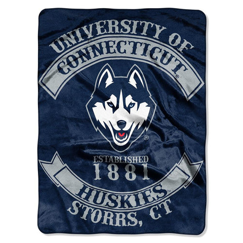 Connecticut Huskies NCAA Royal Plush Raschel Blanket (Rebel Series) (60x80)