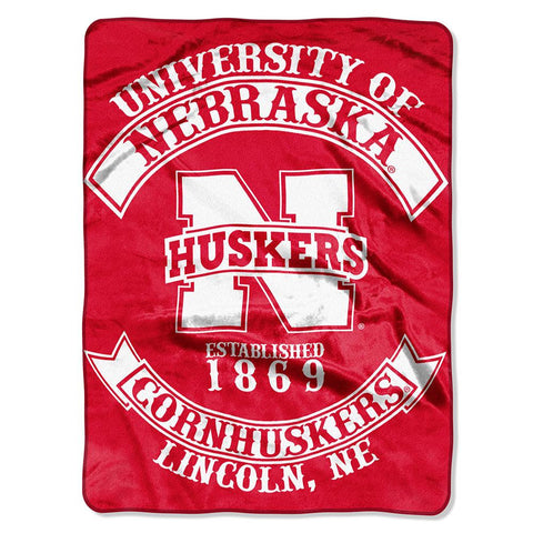 Nebraska Cornhuskers NCAA Royal Plush Raschel Blanket (Rebel Series) (60x80)