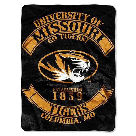 Missouri Tigers NCAA Royal Plush Raschel Blanket (Rebel Series) (60x80)
