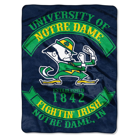 Notre Dame Fighting Irish NCAA Royal Plush Raschel Blanket (Rebel Series) (60x80)