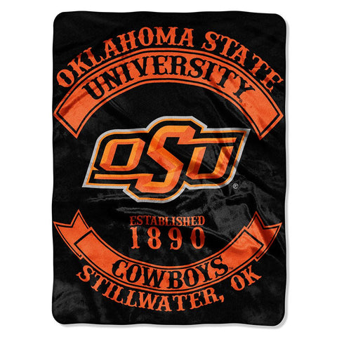 Oklahoma State Cowboys NCAA Royal Plush Raschel Blanket (Rebel Series) (60x80)