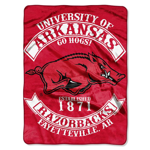 Arkansas Razorbacks NCAA Royal Plush Raschel Blanket (Rebel Series) (60x80)