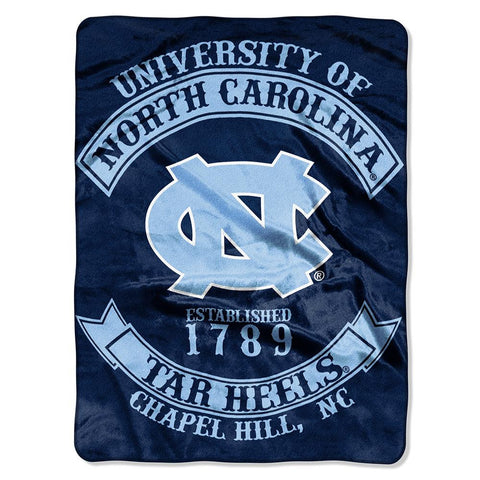 North Carolina Tar Heels NCAA Royal Plush Raschel Blanket (Rebel Series) (60x80)