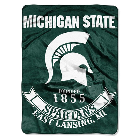 Michigan State Spartans NCAA Royal Plush Raschel Blanket (Rebel Series) (60x80)