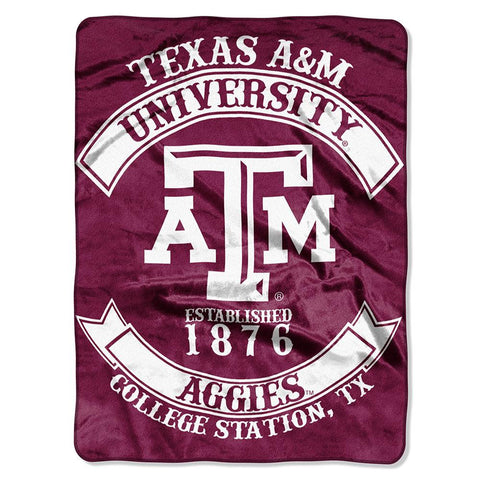 Texas A&M Aggies NCAA Royal Plush Raschel Blanket (Rebel Series) (60x80)