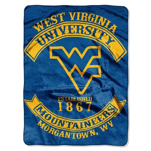 West Virginia Mountaineers NCAA Royal Plush Raschel Blanket (Rebel Series) (60x80)