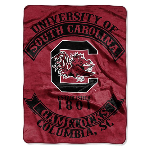 South Carolina Gamecocks NCAA Royal Plush Raschel Blanket (Rebel Series) (60x80)
