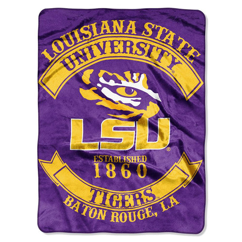 LSU Tigers NCAA Royal Plush Raschel Blanket (Rebel Series) (60x80)