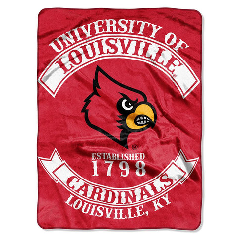 Louisville Cardinals NCAA Royal Plush Raschel Blanket (Rebel Series) (60x80)