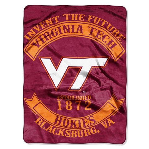 Virginia Tech Hokies NCAA Royal Plush Raschel Blanket (Rebel Series) (60x80)