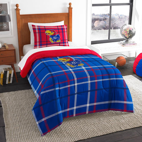 Kansas Jayhawks NCAA Twin Comforter Set (Soft & Cozy) (64 x 86)