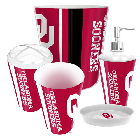 Oklahoma Sooners NCAA Complete Bathroom Accessories 5pc Set