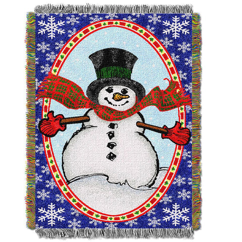 Bright Happy Snowmane  Woven Tapestry Throw (48inx60in)