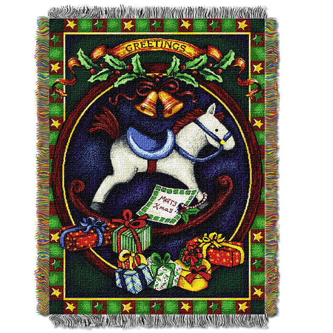 Holiday Hobby Horsee  Woven Tapestry Throw (48inx60in)