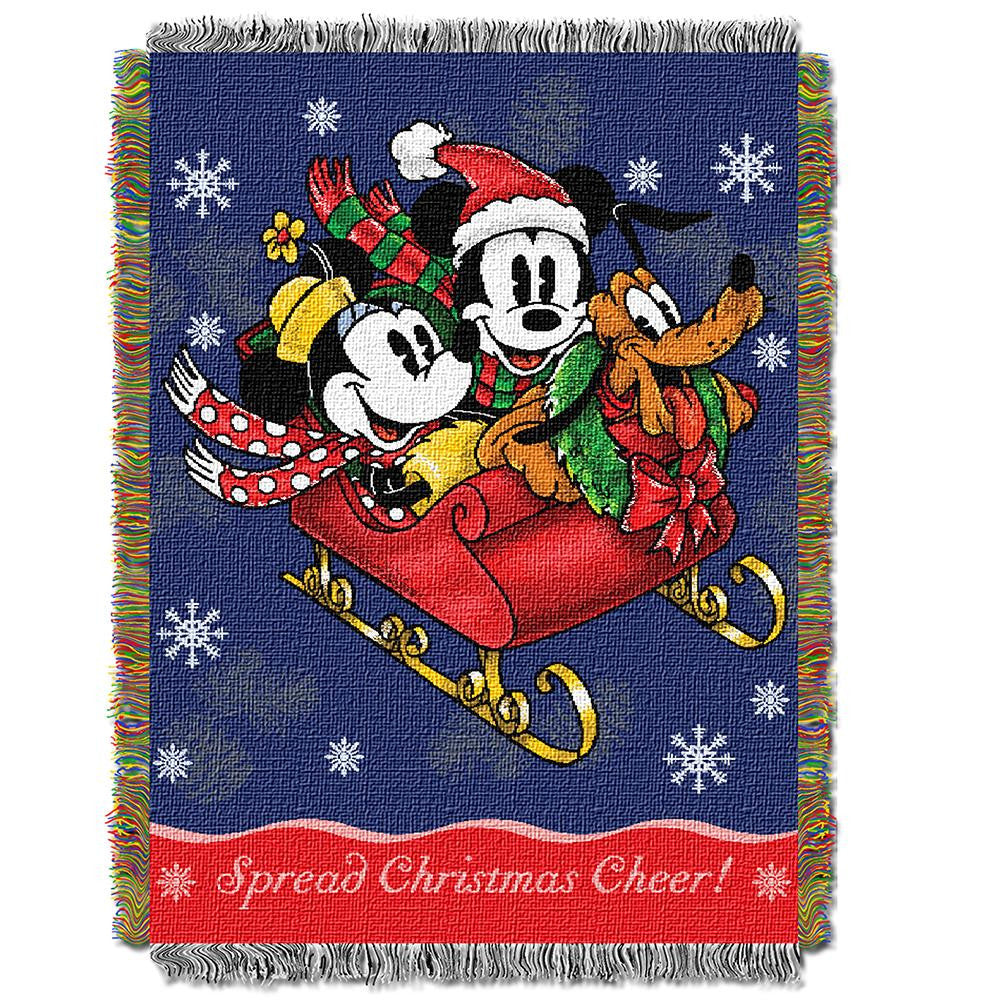 Mickey's Sleigh Ride  Woven Tapestry Throw (48inx60in)
