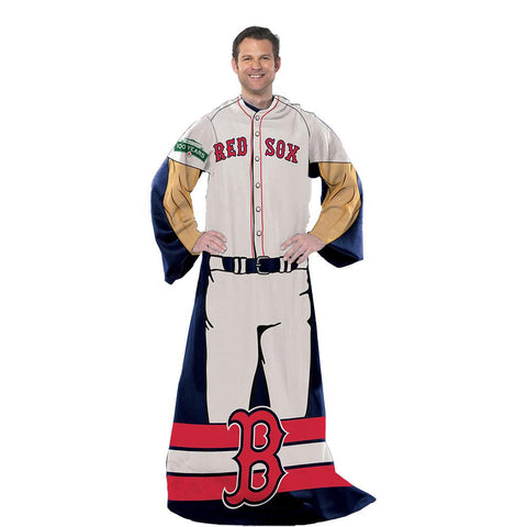 Boston Red Sox MLB Adult Uniform Comfy Throw Blanket w- Sleeves