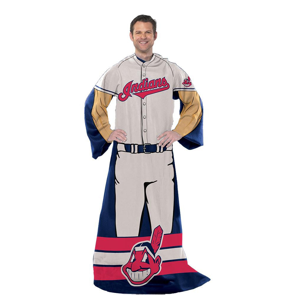 Cleveland Indians MLB Adult Uniform Comfy Throw Blanket w- Sleeves