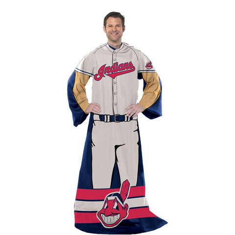Cleveland Indians MLB Adult Uniform Comfy Throw Blanket w- Sleeves