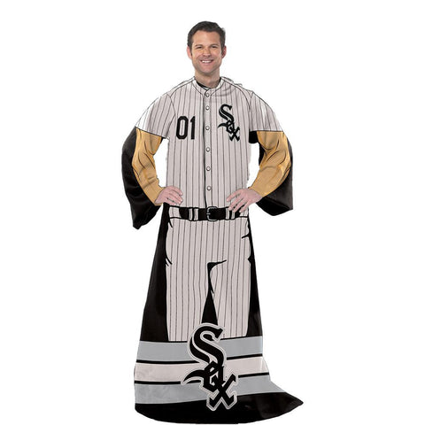 Chicago White Sox MLB Adult Uniform Comfy Throw Blanket w- Sleeves