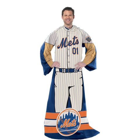 New York Mets MLB Adult Uniform Comfy Throw Blanket w- Sleeves