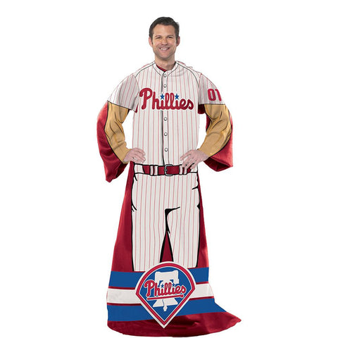 Philadelphia Phillies MLB Adult Uniform Comfy Throw Blanket w- Sleeves