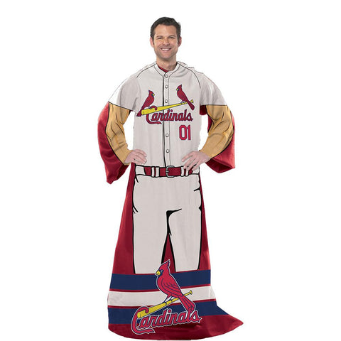 St. Louis Cardinals MLB Adult Uniform Comfy Throw Blanket w- Sleeves