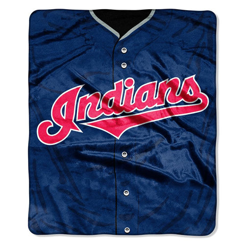 Cleveland Indians MLB Royal Plush Raschel Blanket (Jersey Series) (50in x 60in)