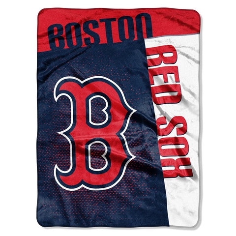 Boston Red Sox MLB Royal Plush Raschel Blanket (Strike Series) (60x80)