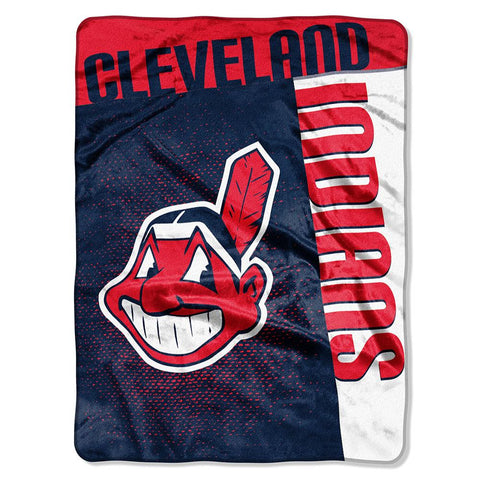 Cleveland Indians MLB Royal Plush Raschel Blanket (Strike Series) (60x80)