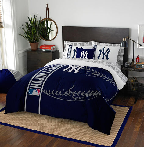 New York Yankees MLB Full Comforter Bed in a Bag (Soft & Cozy) (76in x 86in)