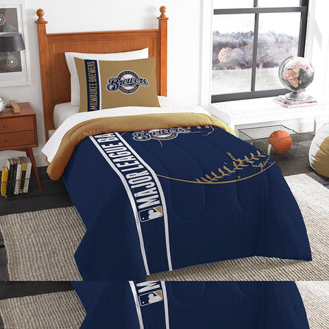 Milwaukee Brewers MLB Printed Comforter & Sham Set (Twin) (64 x 86)