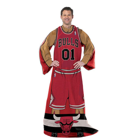 Chicago Bulls NBA Adult Uniform Comfy Throw Blanket w- Sleeves