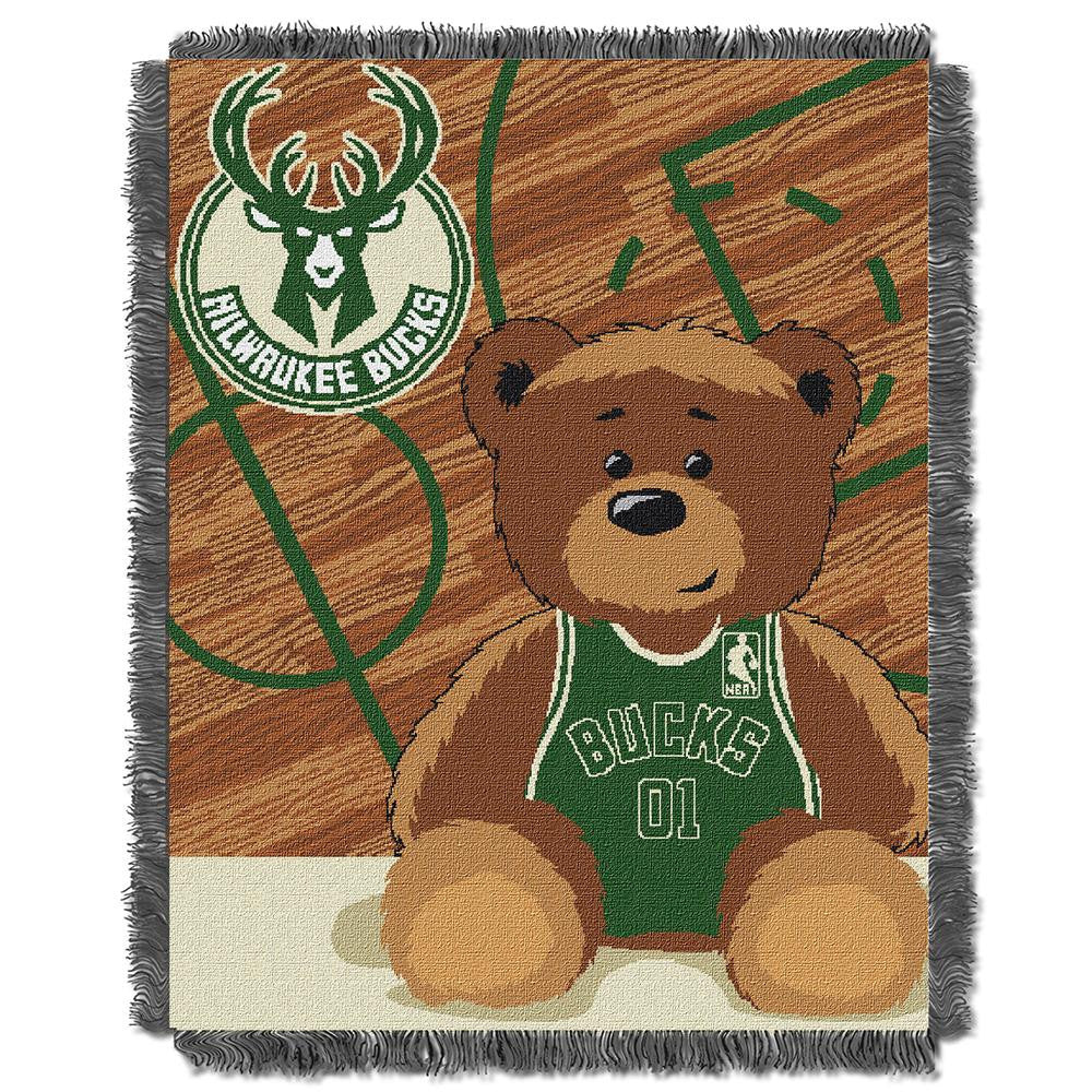 Milwaukee Bucks NBA Triple Woven Jacquard Throw (Half Court Baby Series) (36x48)