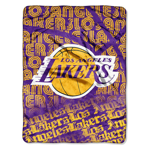 Los Angeles Lakers NBA Micro Raschel Blanket (Redux Series) (46in x 60in)