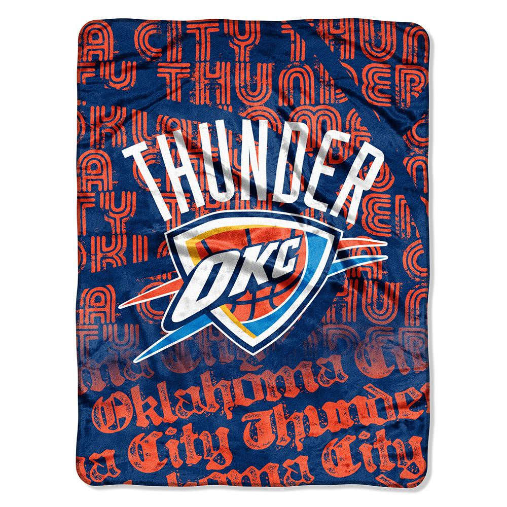 Oklahoma City Thunder NBA Micro Raschel Blanket (Redux Series) (46in x 60in)