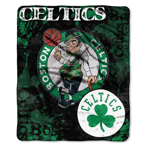 Boston Celtics NBA Royal Plush Raschel Blanket (Drop Down Series) (50x60)