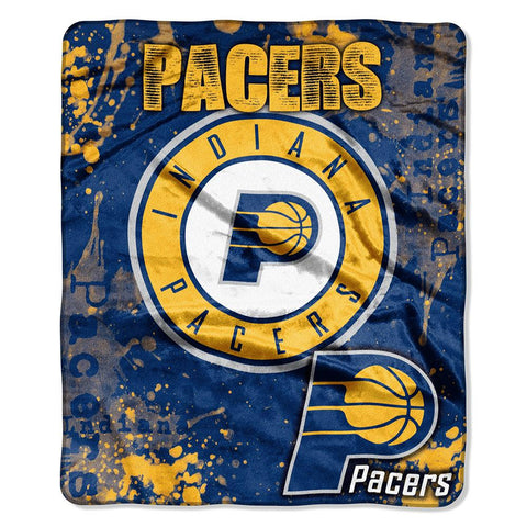 Indiana Pacers NBA Royal Plush Raschel Blanket (Dropdown Series) (50in x 60in)